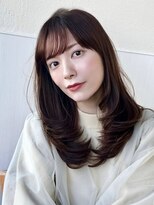☆斜めバンググレージュカラーシルキーベージュデザインカラー