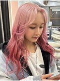 のあホワイトピンク ピンクカラー デザインカラー ケアブリーチ