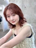 ガーデンヨコハマ(GARDEN YOKOHAMA) ダークレッド ニュアンスパーマ ミディアムヘア ローズブラウン