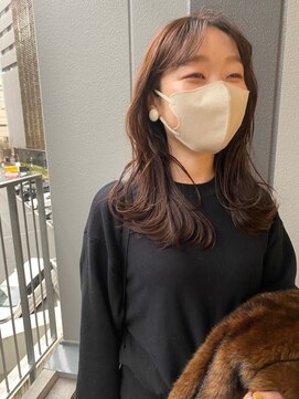 モルニ(MORNI) ヘッドスパ_マロンベージュ Aラインボブ かきあげ