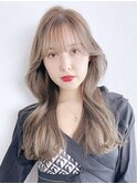 韓国風くびれヘア_グレージュカラーボブウルフ_9070