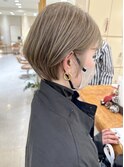 札幌 大人かわいい丸みショートボブ ハイトーンベージュ