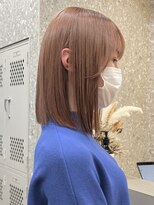エリマ 調布(elima)&nbsp;ピンクベージュ切りっぱなしボブ前髪ありケアブリーチ調布