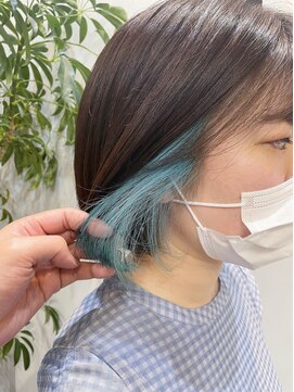 グーフィートーキョー 銀座(Goofy Tokyo) イヤリングカラー/ボブ/シアン/水色/インナーカラー/東京銀座