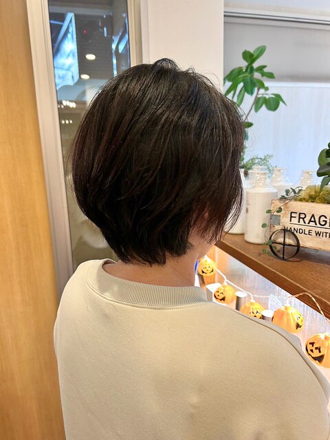 艶髪シンプルショート/ダークブラウン/白髪ぼかし
