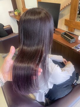 ロア 中目黒(loa) レイヤーロング/グレーベージュ/黒髪/前髪パーマ[中目黒]