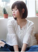 ナチュラルワンカールパーマボブ姫カットシアーカラーセミディ