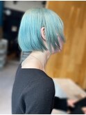 20代30代大人可愛い艶感ブルーグリーンケアブリーチ