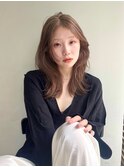韓国ヘアーハッシュカットレイヤーカットグレージュブリーチ無し