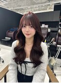 韓国ヘア/顔周りカット/ブリーチなし/暖色カラー/ピンクカラー