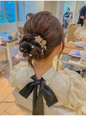 ★結婚式お呼ばれドレスヘア編み込みアップスタイル