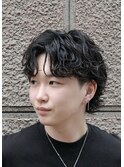 大分ツイストスパイラルパーマメンズマッシュウルフツーブロック
