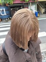 Rellow 大井町【リロウ】大人女性向けサロン/髪質改善/ショートボブ/レイヤーカット&nbsp;ミルクティーベージュボブ