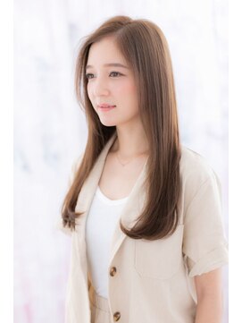 ミック ヘアアンドビューティー 大山店(miq  Hair&Beauty) 縦ラインで小顔！オリーブアッシュかきあげ前髪の高見えロングa