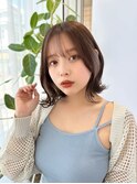 くびれミディアムボブ/インナーカラーグレージュ