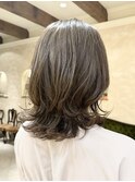 ミディアムレイヤー/レイヤーカット/銀座/くびれヘア/アッシュ
