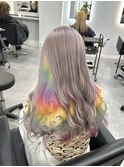 ホワイトシルバー×インナーレインボーカラー