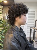 ミニウルフくるくるパーママレットショート