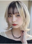 美髪ブルーブラックボブ