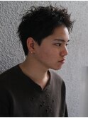 アップバング短髪ツイストスパイラルブリーチパーマツイスパ