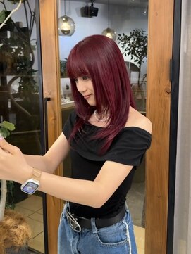 ミチ(mich) チェリーピンク/ワインレッド/レイヤーカット