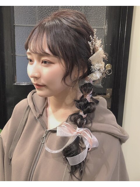 編みおろしヘアアレンジ