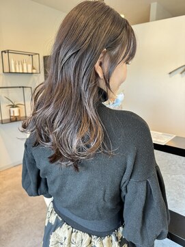 メデル(mederu) 透け感グレージュカラー暗髪艶髪セミロングレイヤー20代30代40代