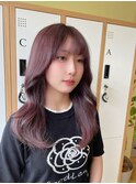 ワンホンヘア韓国ヘアレイヤーカット/ラベンダーカラー/難波