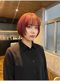 顔わまりレイヤーボブ レッド