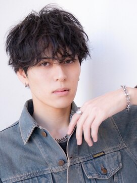 メゾンアルブル 向ヶ丘遊園 登戸(maison ARBLE) メンズ波巻きシャドウパーマアッシュブラック韓国マッシュウルフ