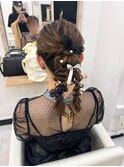 ツイン編みおろし 結婚式ヘア 参列ヘア