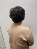大人可愛い黒髪パーマゆるふわ立体感ショートボブ30代40代50代