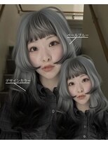 イェッカ パビル(YECCA pabil) ペールブルーからブラックの裾カラー(ブリーチ2回~)
