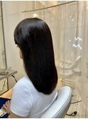 大人可愛い30代40代50代黒髪◎レイヤーロングストレート縮毛矯正