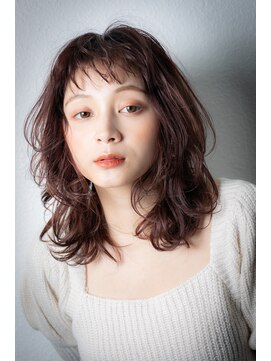 カバーヘア 上尾西口店(COVER HAIR) ベビーピンク波巻きカールゆるふわセミディw上尾20代30代40代