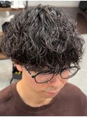 波巻きパーマセンターパートツイストパーマメンズマッシュパーマ
