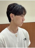 メンズカット韓国風センターパートパーマヘア