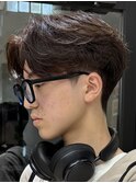メンズセンターパートウルフセンターパートニュアンスパーマ襟足