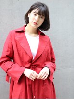 サンド 銀座(sand)&nbsp;グレージュひし形シルエット斜めバングショートボブ