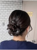 シニヨン アップスタイル 金箔ヘア 参列ヘア お呼ばれヘア