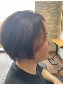 前髪長め×丸みショート