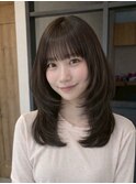 大分ミディアムボブレイヤー軽め韓国レイヤーくびれスタイル