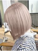ダブルカラーミルクティーベージュカラーケアブリーチ韓国ボブ