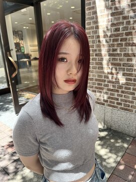 サラビューティーサイト 志免店(SARA Beauty Sight) 【志免】ブリーチなし/チェリーレッド/レイヤー