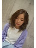 斜めバング/アシンメトリー/伸ばしかけ/大人/小顔/ふわミディ
