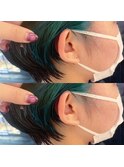 #【ショートの方におすすめ】ピアスカラー×ブルーグリーン