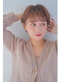 【Gallica】丸みショート/くせ毛風パーマ/ 大人ベージュブラウン