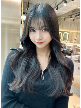 ロンドワン 三宮元町(Lond one) シースルーバング/顔周りカット/ダークグレー/フェイスレイヤー