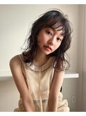 似合わせ小顔ミディアム×ゆるめパーマ ニュアンスパーマ