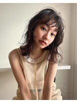 似合わせ小顔ミディアム×ゆるめパーマ ニュアンスパーマ